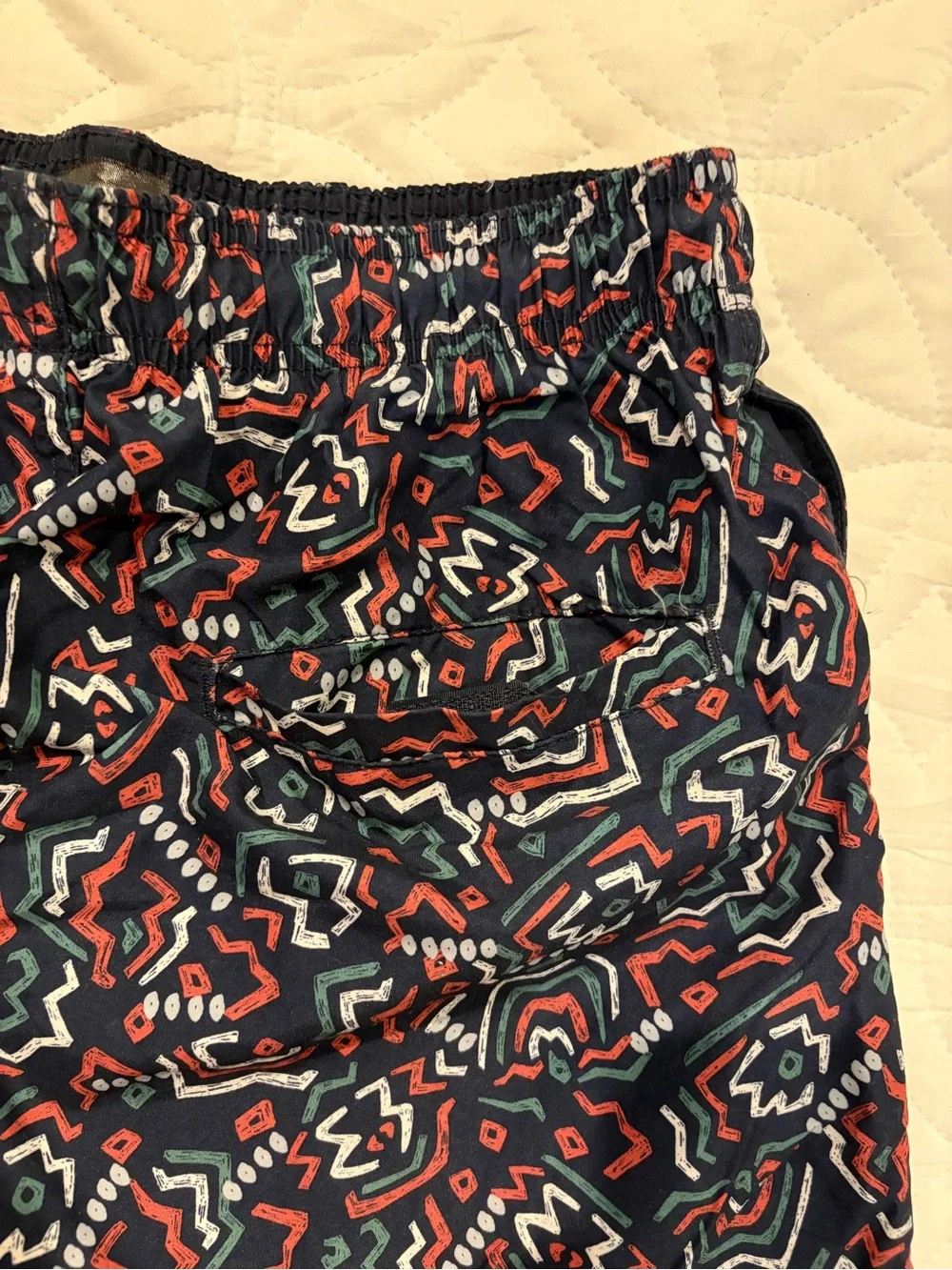 H&M Navy Swim Trunks with Geometric Print